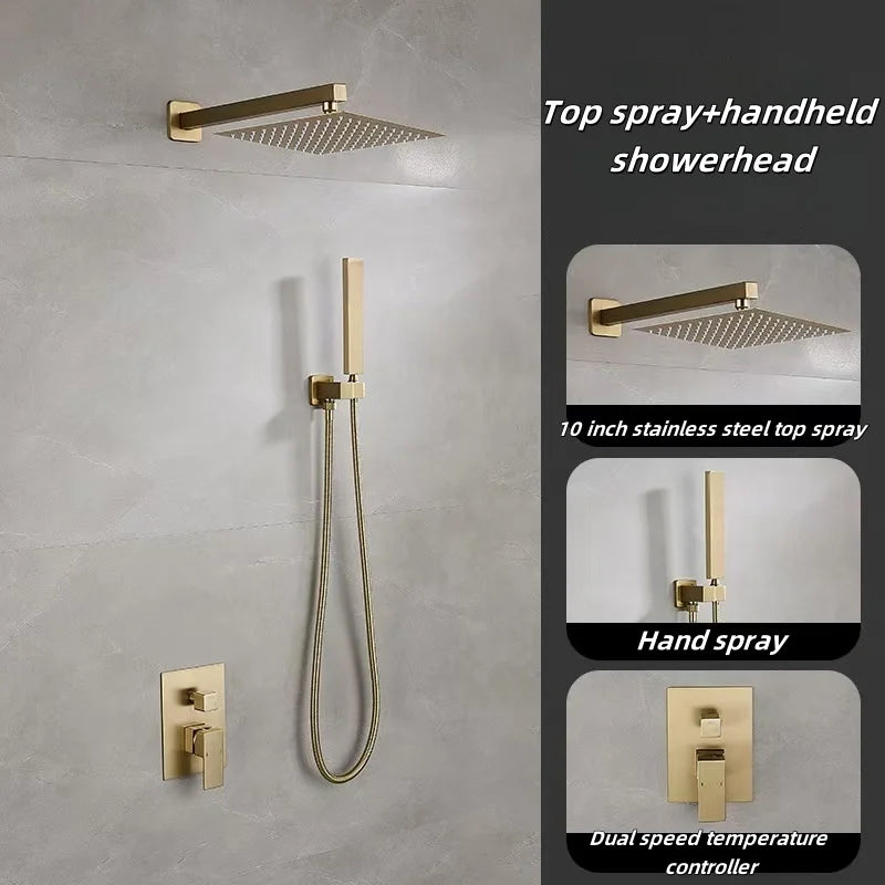 Europe Type Modern Wall Mounted Chrome Rainfall Concealed Bathroom Shower Set Hot Sale Brass Concealed Shower Set