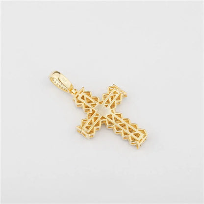 Starspire 925 Silver Gold Plated Emerald Cut Moissanite Pass Tester Cross Pendant Iced Hip Hop Luxury Jewelry Customizable