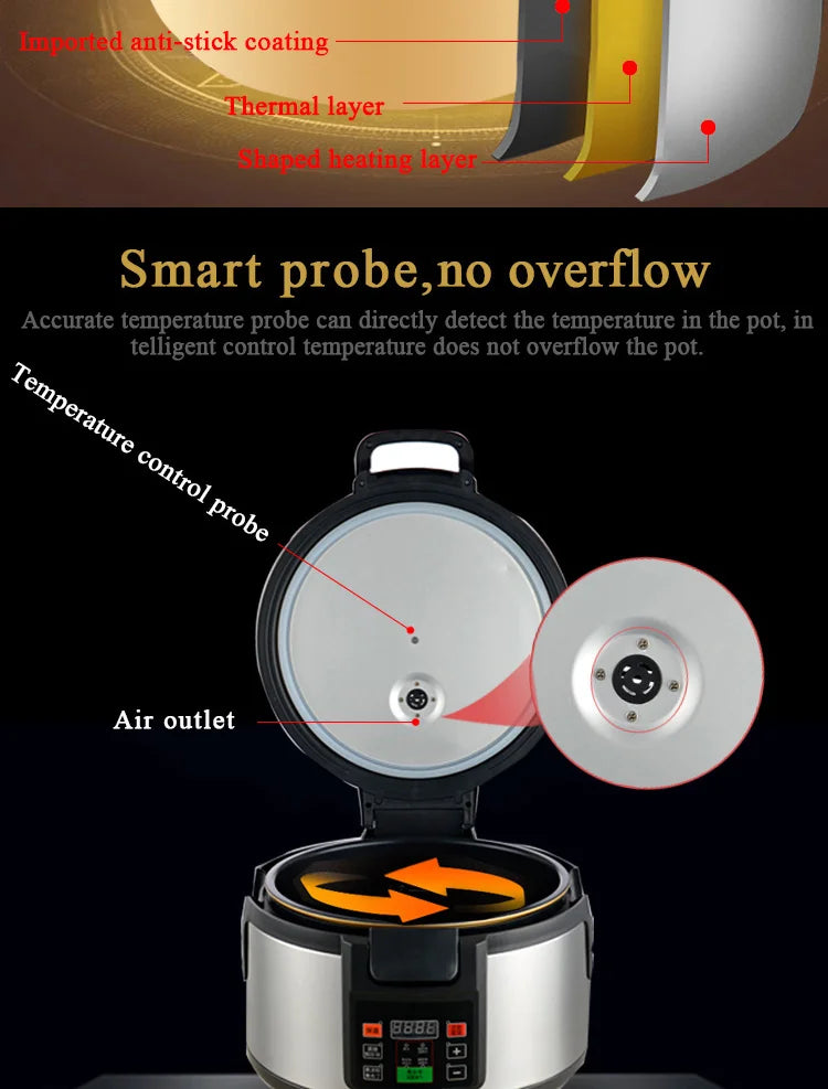 Rice Cooker 16L Customizable Rice Warmer Digital Multicooker Multifunction Rice Cooker 5kg 16L