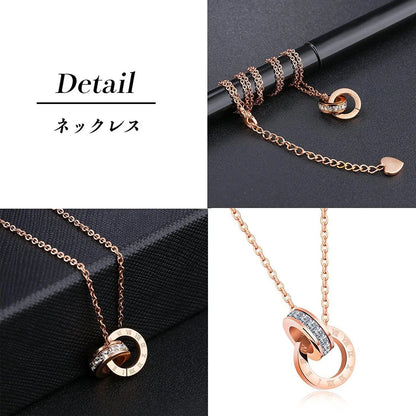 AAA Zircon Stone Stainless Steel Pendant Necklace Non-fading Simple Light Luxurious Clavicle Necklace for Women Gift