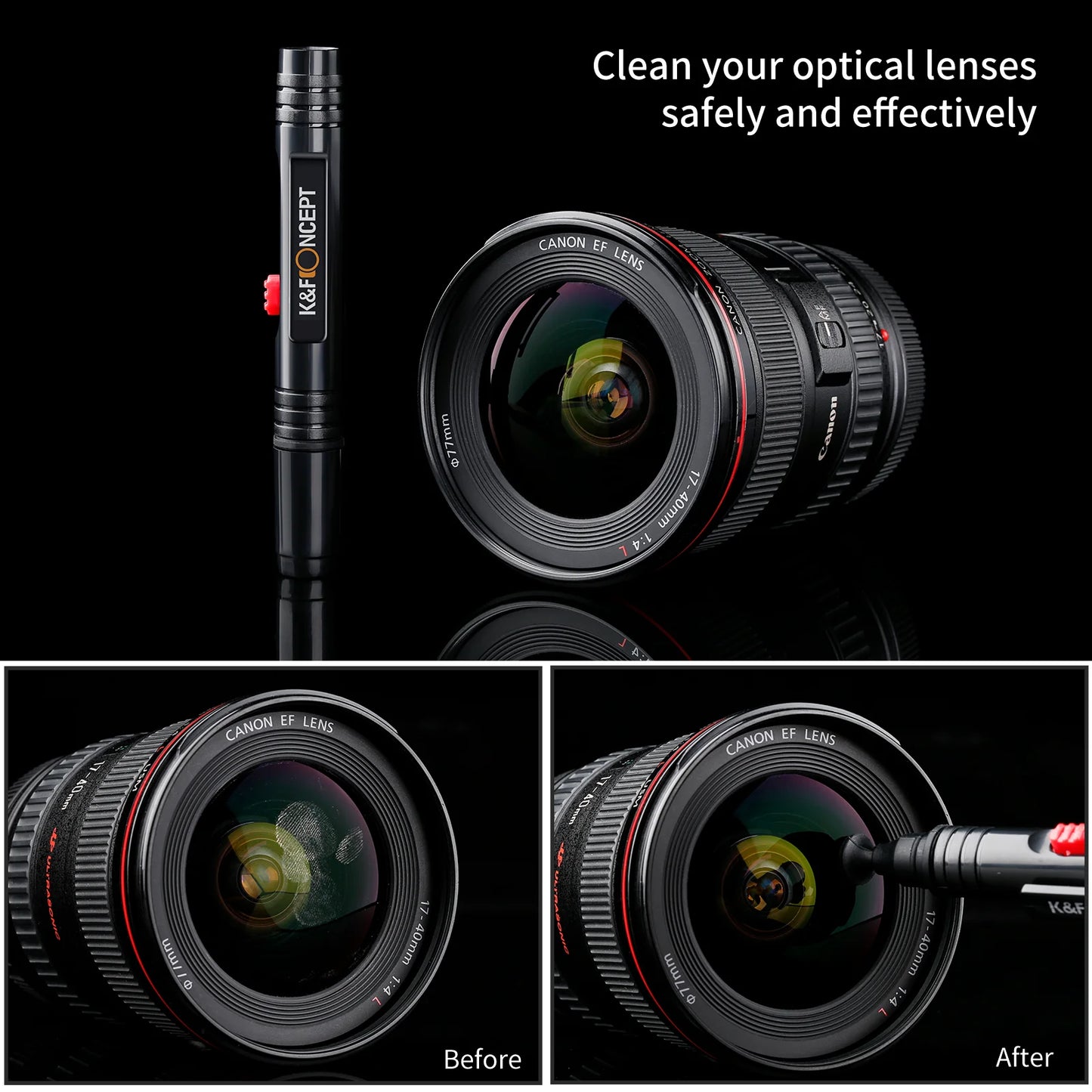 K&F Concept Lens Cleaning Pen with Retractable Soft Brush for DSLR Cameras and Sensitive Electronics Optics Cleaning Tool