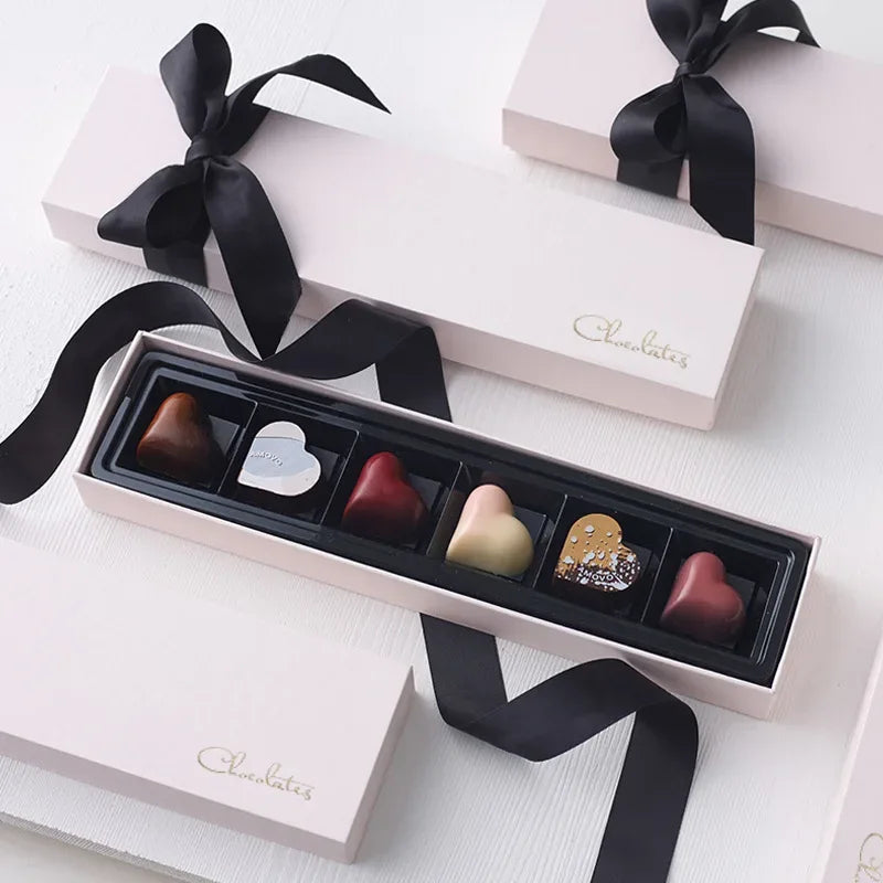5Pcs Chocolate Boxes Packaging 6 Holes Rectangle Chocolate Covered Strawberry Paper Gift Box Wedding Christmas Birthday DIY Gift