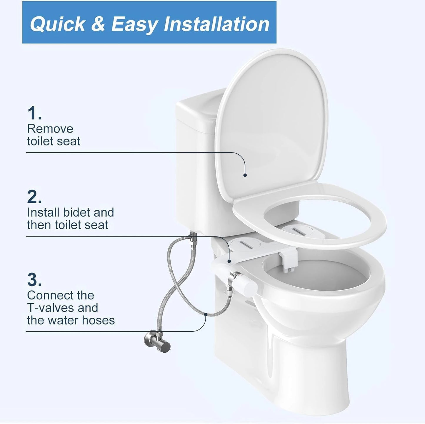 Modern Bathroom Ultra-Slim Dual Nozzle Retractable Bidet Attachment Non-Electric Cold Water for Hotel Toilet Seat Made Plastic