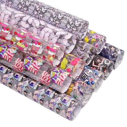 30CM*120CM Cartoon Character PVC TPU Vinyl Leather Garment Accessories Material Transparent Iridescent Mermaid Cake 1mm Sofa Bag