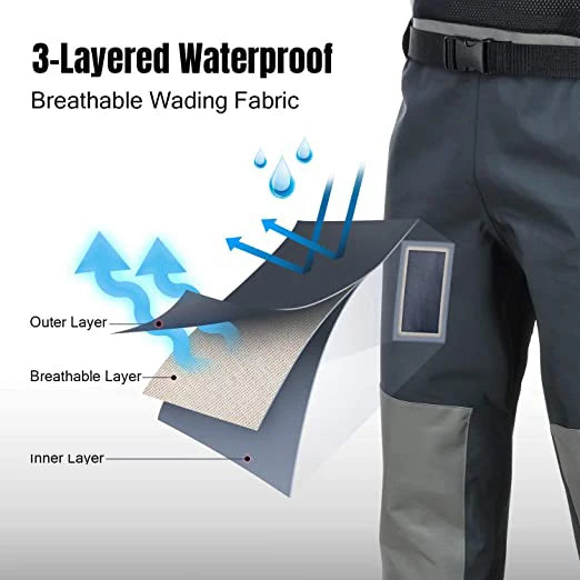 Factory Price in Stock 3 Layer Uninsulated Breathable Waders Sockfoot Best Breathable Waders Fly Fishing Hunting Chest Waders