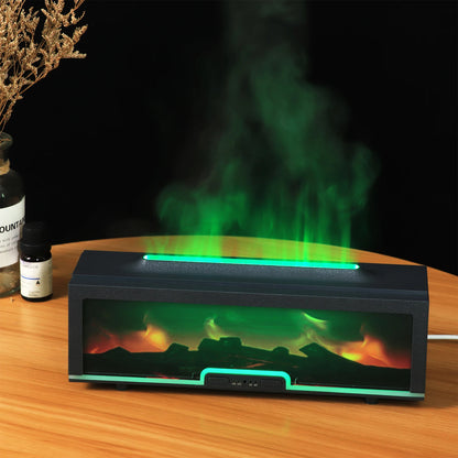 Fireplace Diffusor Match Flame Humidifier Essential Oil Diffuser Flame Home Commercial  LED Light Air Humidifier Cool Mist