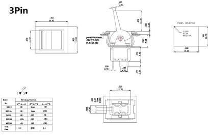 5Pcs SH T80-R Series R8016A-P14 3Pin Momentary MOM-OFF-MOM Self-Return SPDT Mini Rocker and Paddle Switch