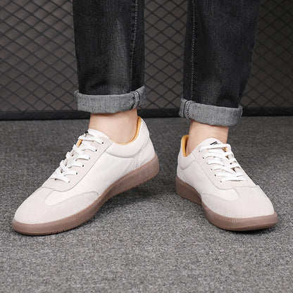 New Wholesale 2025 Classy All White Men Luxury Leather Sneakers Genuine Cow Lace-up Formal Black Casual Shoes Italy Brand Hot