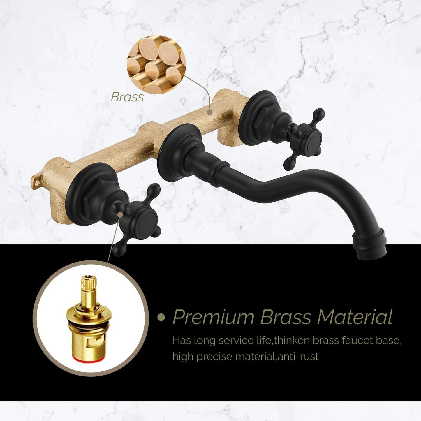 Double Handle Three Holes Bathroom Faucet Black Bronze Home Improvement Accessories Brass Bathroom Faucet 360 Rotation Crane