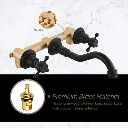 Double Handle Three Holes Bathroom Faucet Black Bronze Home Improvement Accessories Brass Bathroom Faucet 360 Rotation Crane