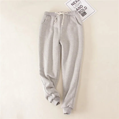 Lambskin Sweatpants Winter Women's Velvet  Autumn and Models Loose Thickening Was Thin Warm Pants