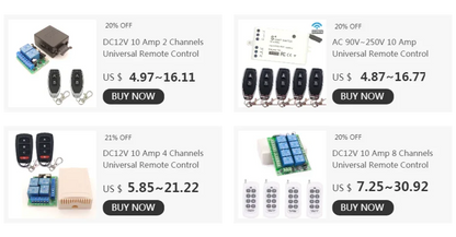 433Mhz RF Remote Control Circuit Universal Wireless Switch DC 5V 12V 24V 2CH rf Relay Receiver and Keyfob Transmitter for Garage