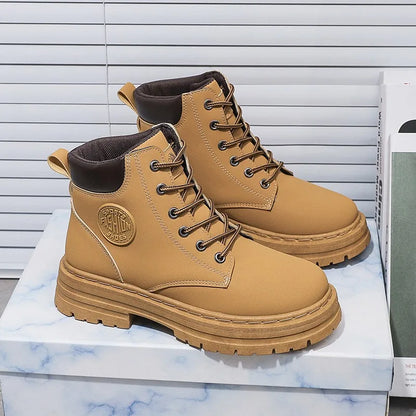 High Top Boots Women's  Autumn New British Style Short Boots Versatile Thick Soled Casual Workwear Boots for Women