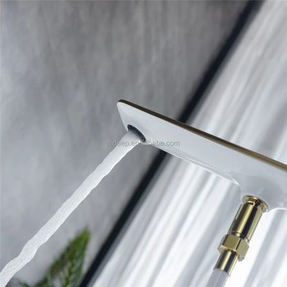 HIDEEP Contemporary Polished Bathroom Floor Stand Faucets Chrome/Black/White Ceramic Single Handle Hot Cold Water Bathtub Shower