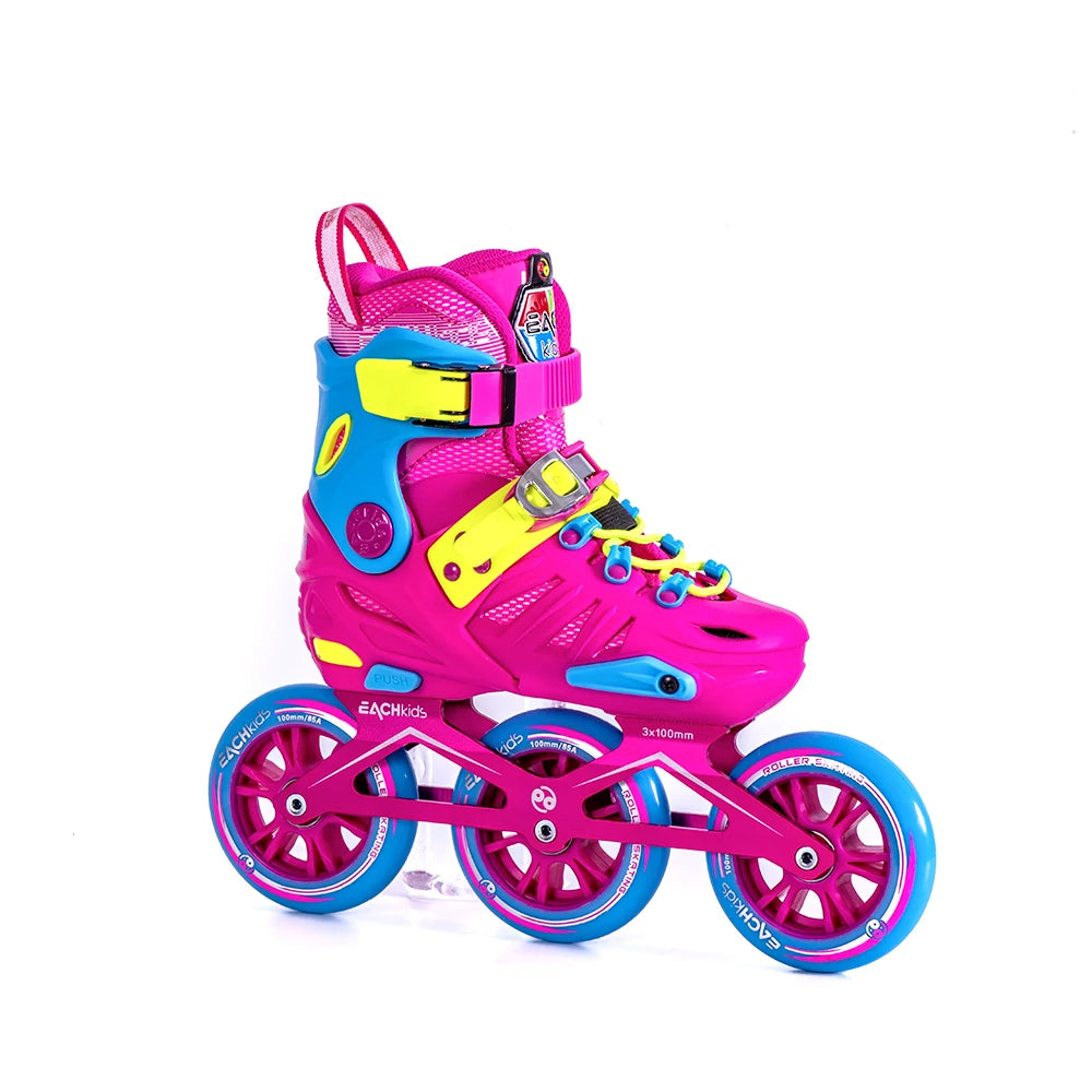 Professional 3-Wheel Outdoor Freestyle Roller Skating Shoes for Kids Adjustable Aluminum Chassis & Alloy Wheels Price Include