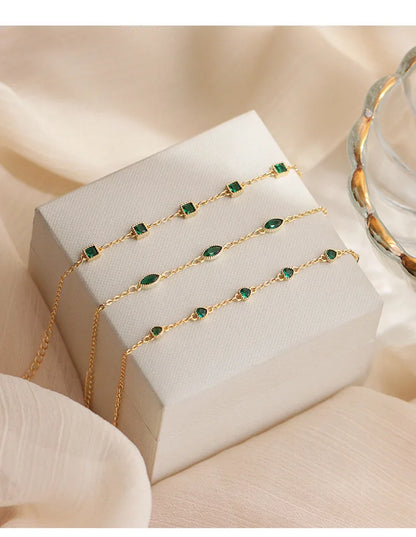 925 Sterling Silver Simple Emerald Crystal Bracelet For Women Light Luxury Temperament Mother's Day Jewelry Gift
