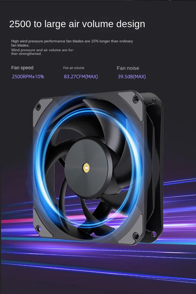 TEUCER T20 Industrial Grade 12V 4Pin 2500RPM PC Case Radiator Fan Ball Bearing High Wind Pressure Cooling Fans S-FDB