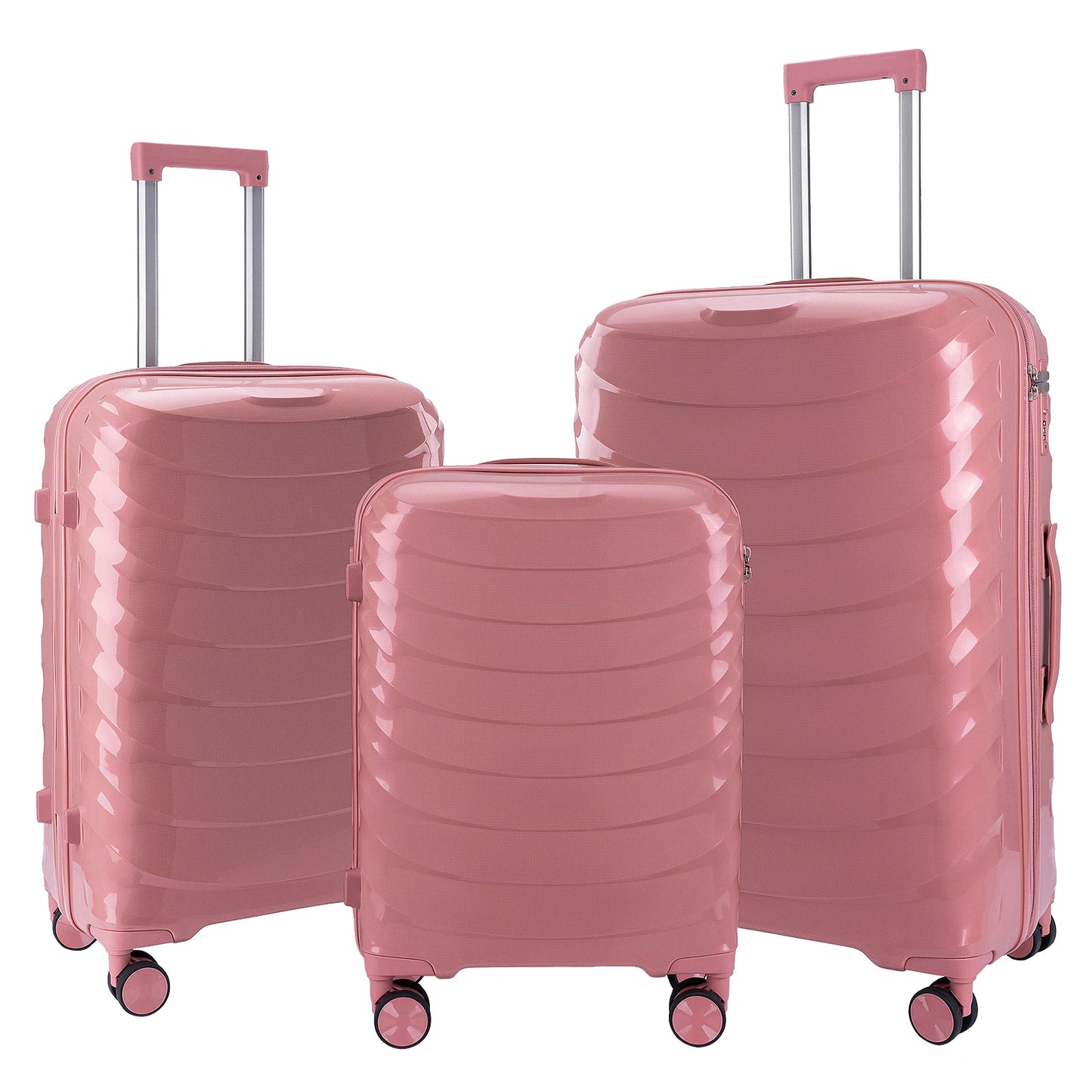 Elegant Pink Luggage Sets: 20/24/28 Inch Hardside Suitcases for Modern Travelers Durable Suitcase Trolley with Spinner Wheels
