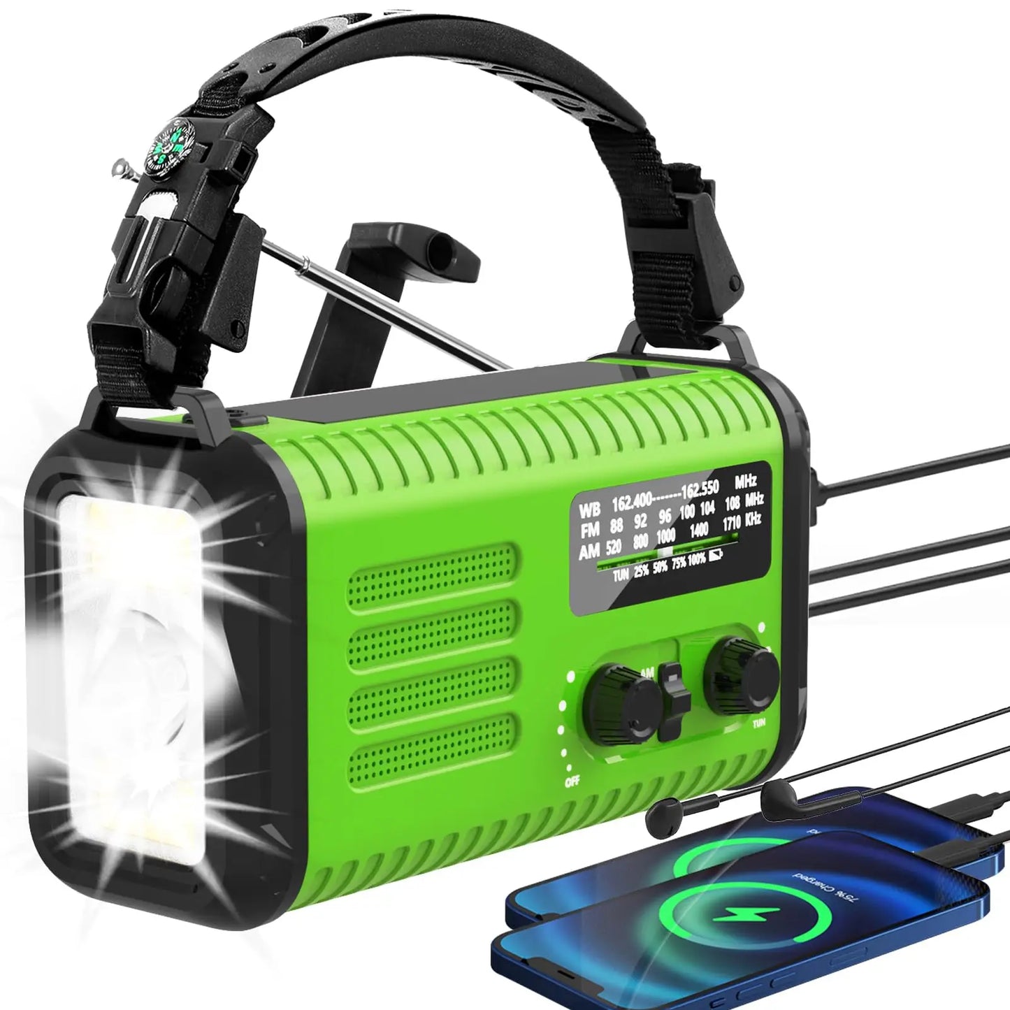 20000mAh Crank Radio, Emergency Radio, Solar Radio, NOAA/AM/FM Weather Radio, Torch & LED Reading Light, SOS Alarm, Compass