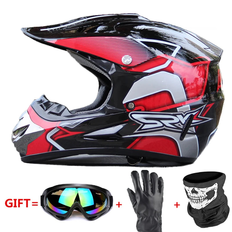 Professional Racing Casco Moto Off Road Helmet ATV Dirt Bike Downhill MTB DH Capacete Motocross Helmet With Mask Gloves Glasses