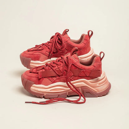Spring Lady Women S Casual Shoes Red Walking Style Shoes Women Shoes 2024 New Design Sport Sneakers Real Leather