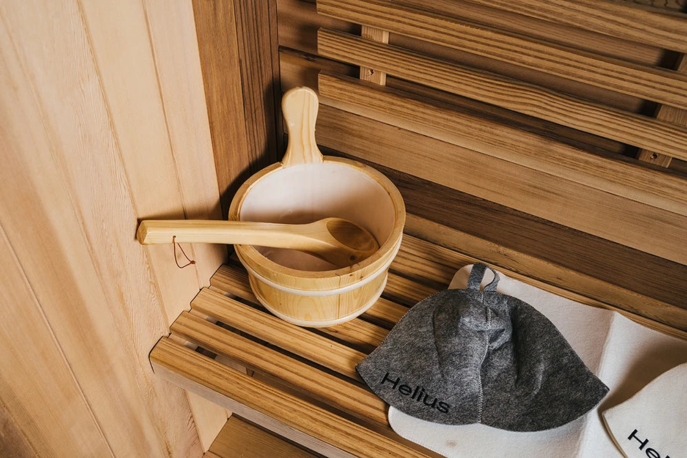 Outdoor Square Sauna, Patchwork Red Cedar Traditional Steam Sauna Kit with Outdoor Waterproof Tile and More