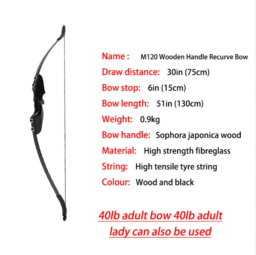 Piaoyu Archery Sport Suit Archery High Quality Wooden Recurve Bow Traditional Bow Archery Equipment Outdoor Sports