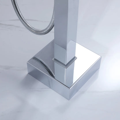 Floor Mounted Bath&Shower Faucet Bathroom Equipped with Handheld Shower Brass Free Standing Rainfall Shower Faucet
