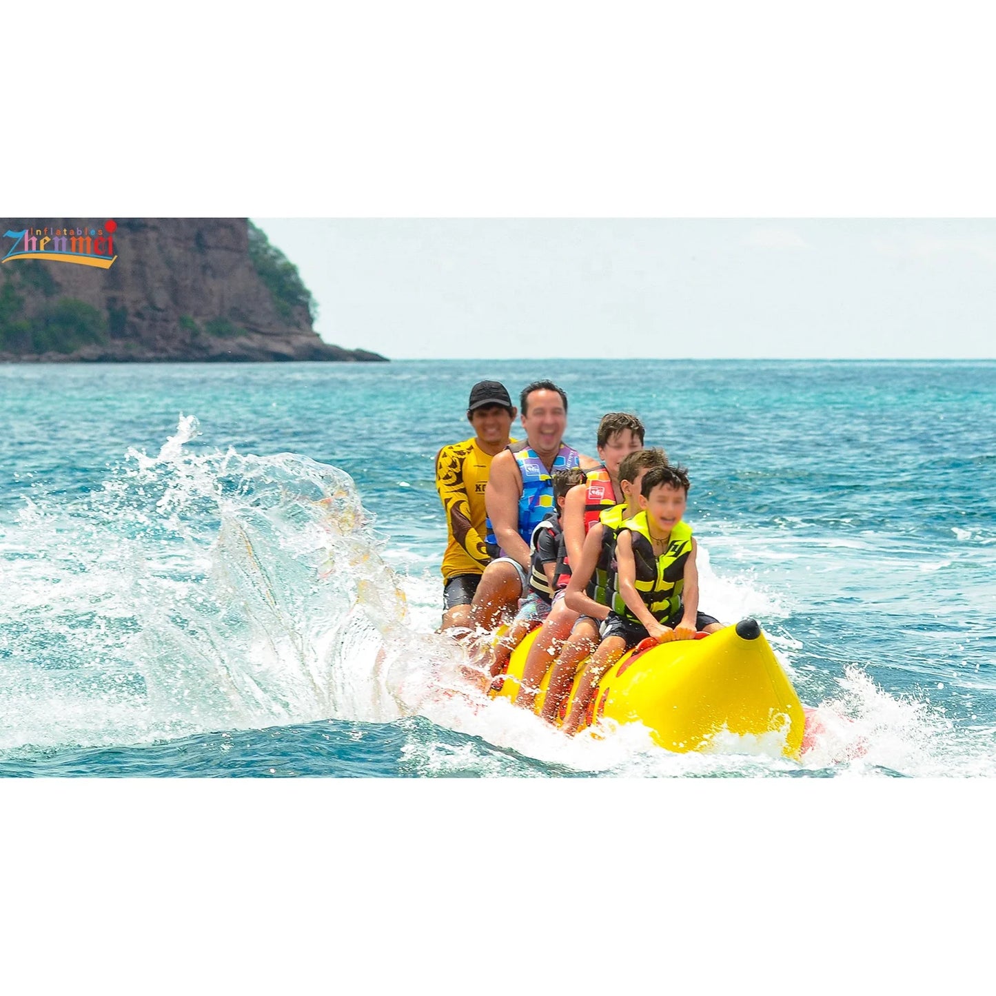 Zhenmei Wholesale 6-14 Person PVC Inflatable Banana Boat Towable Floating Boat Summer Water Game