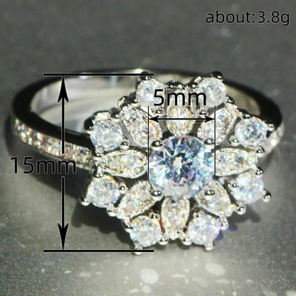 Q639 Women's White Gold Diamond Engagement Ring Round Brilliant Cut Natural G Color Center Stone With Side Diamonds