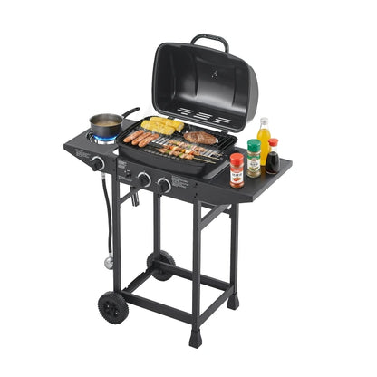 Overseas Stock Free Shipping 2 Burner BBQ Propane Gas Grill with Side Burner 24000 BTU Output Stainless Steel Barbecue Grill