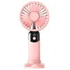 USB Portable 6-Speed Digital Display Fan Mini Handheld Large Wind Silent Desktop Cooling Gift Foldable for Household Car Use