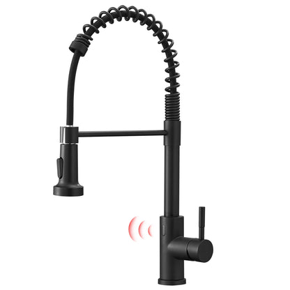 Luxury Single-Hole Kitchen Faucet Non-TOUCH Sensitive Brushed Gold  Ceramic Cartridge Sink Faucet with Pull Sprayer