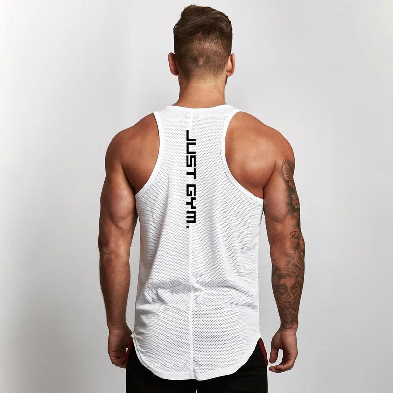 Brand Casual New Mesh Fashion Clothing Sleeveless Shirts Tank Top Men Bodybuilding Workout Gym Vest Fitness Men's Sport Singlets
