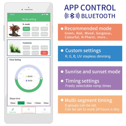 WEEKAQUA L1200K Pro 120CM APP Control Cycle Timing RGBUV Full Spectrum Led Aquarium Lighting for Aquatic Plante 1000 Gallon