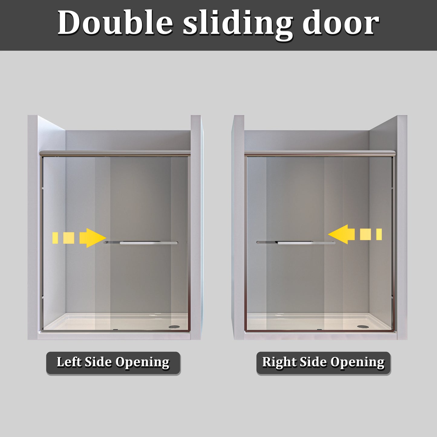 Tempered Glass Shower Door, Double Handle Design, Leak-Proof & Easy to Clean