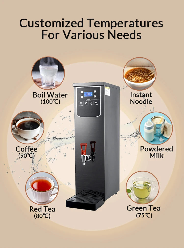 Big Capacity 30L Electric Kettle Stainless Steel Water Boiler Automatic Shut-Off Temperature Control for Household Hotel Use