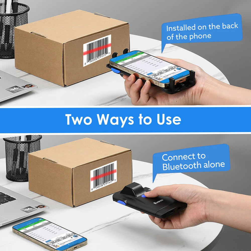 Eyoyo 2D Phone Back Clip Bluetooth Barcode Scanner Portable Barcode Reader Data Matrix Code 1D 2D QR Scanner Android IOS System
