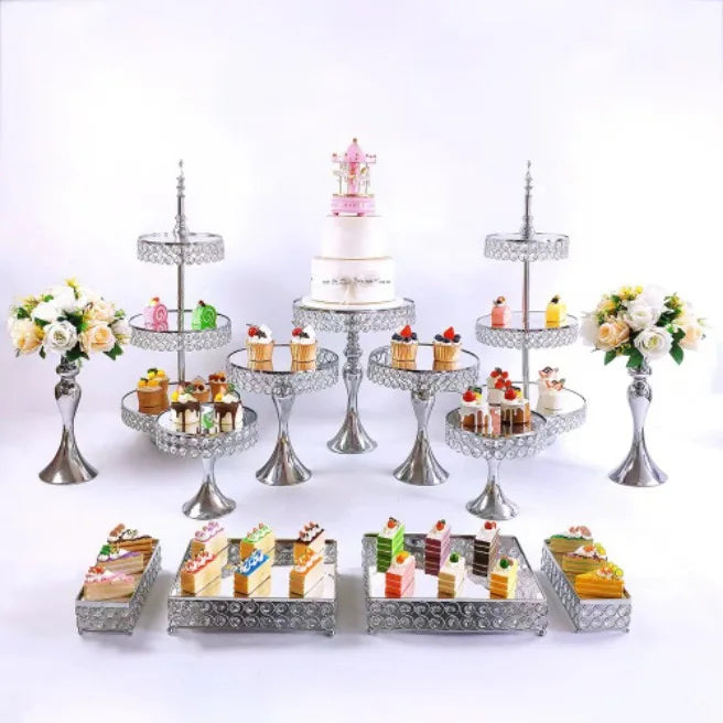 Wholesale Luxury Iron Cake Stands Set Gold Wedding Favor Cookware Tool for Kitchen Metal Cupcake Buffet Display Dessert Stand