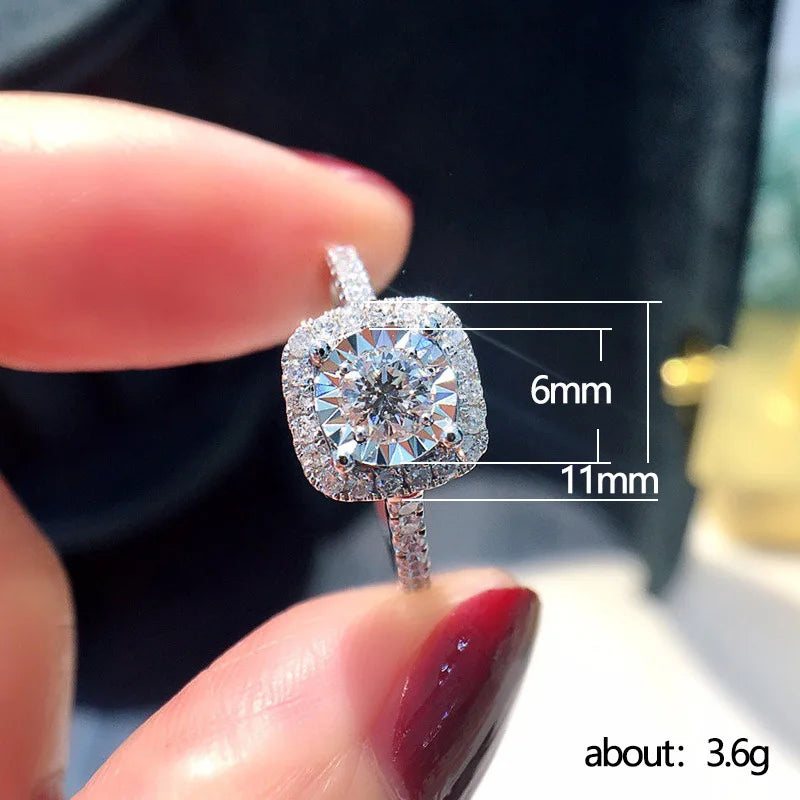 F1142 Diamond Ring White Gold Natural Round Brilliant Cut D Color Women's Engagement Ring