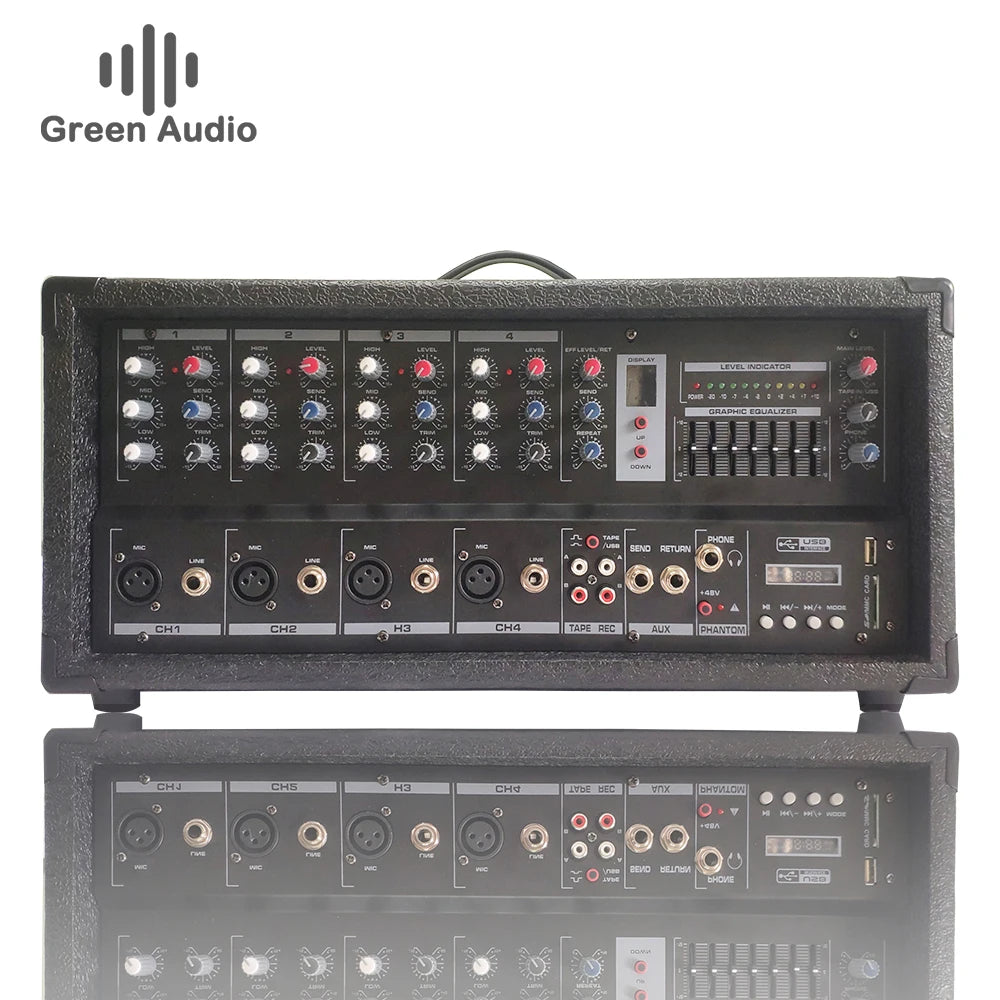 GAX-EB4 4 Channel Power Mixer tank Mixers, Power Amplifiers with Built-in Blue Tooth and Recording Function