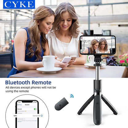 CYKE L02s Selfie Stick Tripod Fill Lights Compact Selfie Stick With Detachable Bluetooth Remote Selfie Stick Take Photos