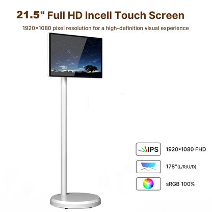 Factory 21.5 Inch Lcd Tv 128gb 6000mah Smart Touch Screen Tv 21.5" Tv Display Mobile Portable Smart Television on Wheels