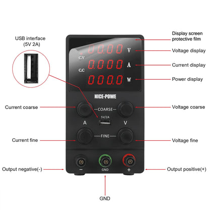 NICE-POWER SPS305 12V 24V Adjustable DC Power Supply 30V 5A Workbench Maintenance Desktop Switching Power Supply