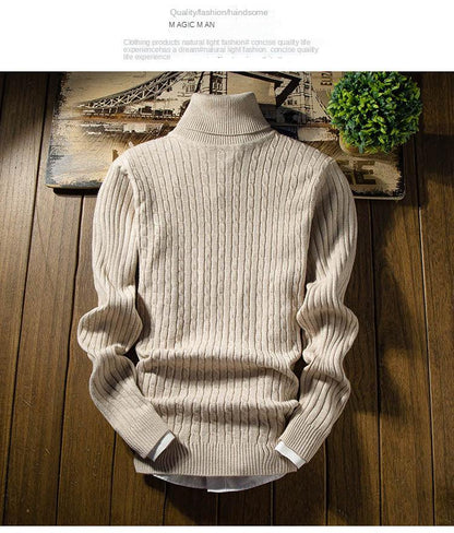 2023 Winter High Neck Thick Warm Sweater Men Turtleneck Brand Mens Sweaters Slim Fit Pullover Men Knitwear Male Double Collar3Xl