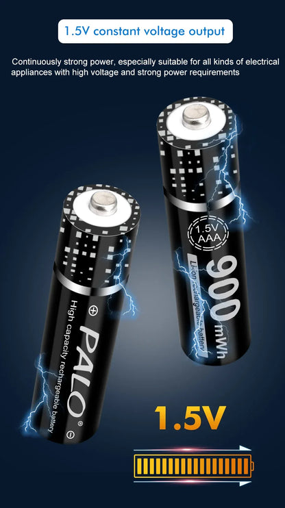 100% New 1.5V AAA Rechargeable Battery 900mWh 1.5V Li-ion Lithium Liion Li ion 3A aaa Batteries for Toy Car Camera Flashlight