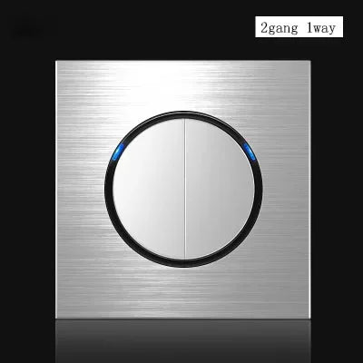 1 Way Light Switch Any Click Household Silver Aluminum Alloy Panel Switch Socket 90V-250V