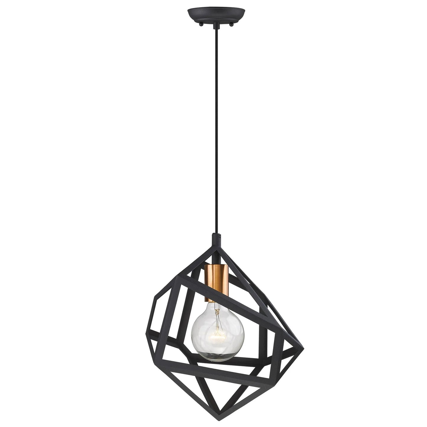 HMS Hedron 1-Light Pendant Matte Black Rectangular Suspension Warm White Light Farmhouse-Contemporary-Modern for Kitchen Island