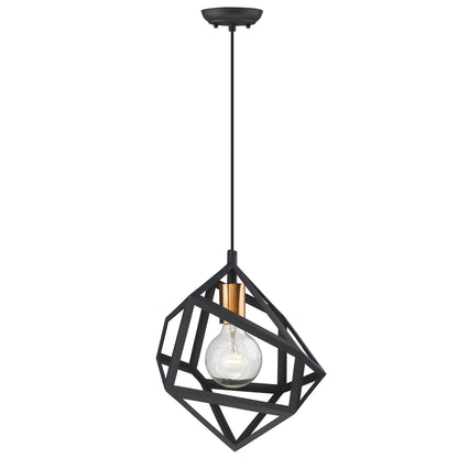 HMS Hedron 1-Light Pendant Matte Black Rectangular Suspension Warm White Light Farmhouse-Contemporary-Modern for Kitchen Island