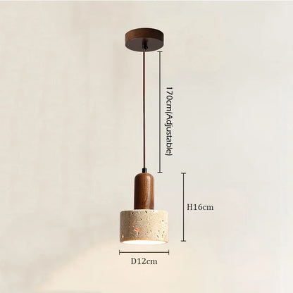 Wabi Sabi Decor Walnut Bedside Hotel Pendant Light Yellow Travertine Stone Chandelier for Dining Table Kitchen Island Restaurant